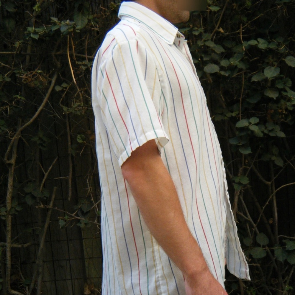 70s - 80s Smol Rainbow Stripe Shirt Light Weave L